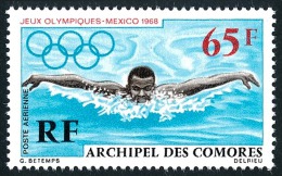 COMORES 1969 - Yv. PA 25 ** TB  Cote= 5,50 EUR - JO Mexico : Natation ..Réf.AFA22306 - Luchtpost