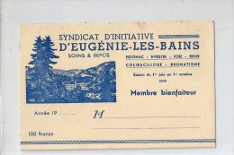 Carte  Du  Syndicat  D' Iniciative  D' Eugenie  Les  Bains - Sindacati