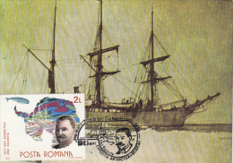 EMIL RACOVITA, BELGICA ANTARCTIC EXPEDITION, SHIP, CM, MAXICARD, CARTES MAXIMUM, 1992, ROMANIA - Expéditions Antarctiques
