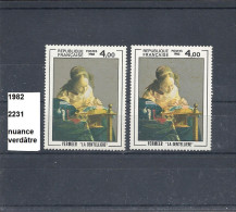 Variété De 1982 Neuf** Y&T N° 2231 Nuance Verdâtre - Unused Stamps