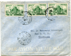 VIETNAM LETTRE PAR AVION DEPART SAIGON R.P 28-7-1955 VIET-NAM POUR LE LAOS - Vietnam