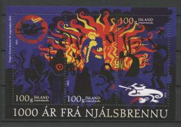 ISLANDE 2011 Bloc N° 55 ( 1258/1260 ) ** Neufs = MNH Superbe Cote 6,50 € Histoires Saga De Njall Le Brûlé Flammes Fire - Unused Stamps