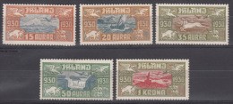 Iceland Island Ijsland 1930 Mi#142-146 Mint Hinged - Neufs