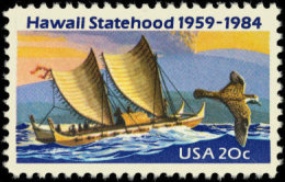 1984 USA Hawaii Statehood 25th Anniversary Stamp Sc#2080 Sailboat Ship Bird - Iles