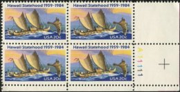 1984 USA Hawaii Statehood 25th Anniversary Stamp Sc#2080 Sailboat Ship Bird - Blocks & Sheetlets