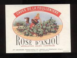 Etiquette De Vin Rosé D´Anjou   - G. Pasquier à Doué La Fontaine   -  Thème Femme, Travail De La Vigne - Weibliche Schönheit, Jugendstil