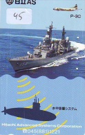 Phonecard JAPAN  War Ship (45) Boat Bateau Warship Military Ship Paquebot Navire De Guerre Boats Navy Leger Armee JAPON - Army