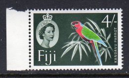 FIJI - 1962-1967 PARROT 4/- DEFINITIVE 1966 WITH LEFT SIDE MARGIN WMK W12 SLATE GREEN FINE MNH ** SG 322 - Fiji (...-1970)