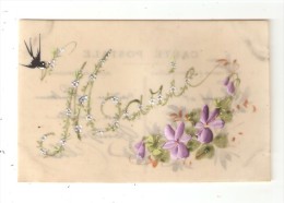 CPA Fantaisie Sur Rhodoïd  MARIE Pâquerettes Sur Les Lettres Du Prénom Violettes + Hirondelle - Prénoms