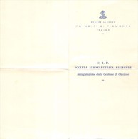 04080 "GRANDE ALBERGO PRINCIPI DI PIEMONTE - TORINO - S.I.P. INAUG.NE CENTRALE CHIVASSO - MENU - 1954" ORIGINALE - Menus