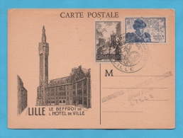 JOURNEE DU TIMBRE 1945 CAD ILLUSTRE DE LILLE  DESSIN BEFFROI DE LILLE - ....-1949