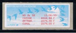 ATM, LISA1, VIGNETTE DE SERVICE COMPTABLE Du PROTOTYPE N°4/ 93, MONETEL CROUZET, PAIEMENT CARTE PME MODEUS, PAPIE - 1990 Type « Oiseaux De Jubert »