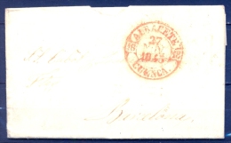 1845 , PREFILATELIA , D.P. 18 , CARTA CIRCULADA ENTRE ALBACETE Y BARCELONA , BAEZA , LLEGADA - ...-1850 Prephilately