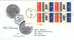 ARM-L109 - ETATS-UNIS N° 784 Bloc De 4 Sur FDC Expédié à St-Gall Suisse Armée Du Salut - Sonstige & Ohne Zuordnung