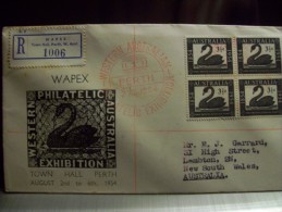 Australia Registered Cover W. Special Registered Label (Sonder R Zettel) WAPEX 1954 Phil. Exhibition W. Red Postmark - Storia Postale