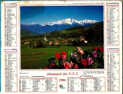 ALMANACH DES P.T.T 1986 (57)  -  Complet ** CORDON (74) -  PAYSAGE DE NEIGE ** Calendrier * OLLER * N°223 - Grand Format : 1981-90