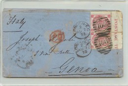 COPPIOLA DEL 3 PENNY ANGOLO DI FOGLIO I.D. - DA LONDRA PER GENOVA - Lettres & Documents