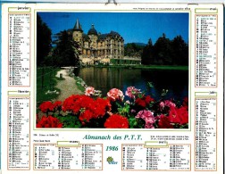ALMANACH DES P.T.T 1986 (57)  -  Complet ** CHATEAU DE VIZILLE (38) -  LAC D' ANNECY (74) ** Calendrier * OLLER * N°224 - Grand Format : 1981-90