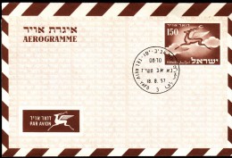 Israel Tel Aviv - Yafo 1957 Aerogramme / 150 / Flying Deer - Aéreo