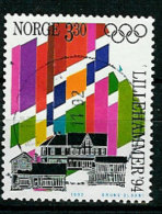 Norway Norge 1992 Olympic Winter Games Lillehammer 1994, Flags Mi 1105  Cancelled(o) - Invierno 1994: Lillehammer
