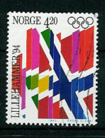 Norway Norge 1992 Olympic Winter Games Lillehammer 1994, Flags Mi 1106  Cancelled(o) - Invierno 1994: Lillehammer