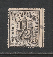 HAMBURG (Germania) - 1864/65 - Valore Usato Da 1/2 S. Nero Con Dent. 13, 1/2 - Stemma - In Buone Condizioni - Hamburg