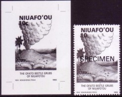 Niuafoou 1993 - 10s Volcano And Beetle Grub - Proof + Specimen - Tonga (1970-...)