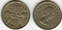 Grande Bretagne Great Britain 6 Pence 1955 KM 903 - H. 6 Pence