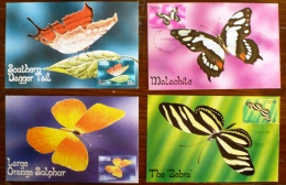 NEVIS Papillons, Papillon, Butterflies, Mariposas, SCHMETTERLINGE, Yvert N° 73/76 FDC, Carte Maximum, Maximum Card - Butterflies