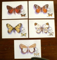 URSS-RUSSIE Papillons, Butterflies, Mariposas, SCHMETTERLINGE, Yvert N°5376/80 FDC, Carte Maximum, Maximum Card - Vlinders