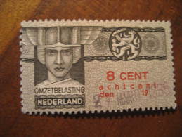 8 Cent OMZETBELASTING Revenue Fiscal Tax Postage Due Official Netherlands Holland - Fiscales