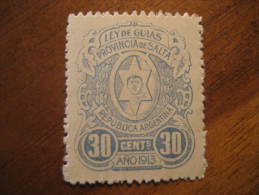 1913 SALTA 30 Cents. Ley De Guias Revenue Fiscal Tax Postage Due Official Argentina - Dienstzegels