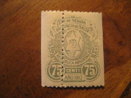 1910 SALTA 75 Cents. Perforated ERROR Ley De Sellos Revenue Fiscal Tax Postage Due Official Argentina - Officials