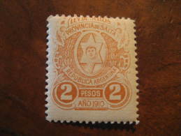 1910 SALTA 2 Pesos Ley De Sellos Revenue Fiscal Tax Postage Due Official Argentina - Oficiales