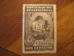 1905 Sociedad De BENEFICIENCIA De La Capital 2 Centavos Revenue Fiscal Tax Postage Due Official Argentina - Oficiales