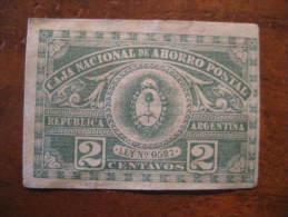 2 Centavos Caja Nacional De Ahorro Postal Imperforated Revenue Fiscal Tax Postage Due Official Argentina - Officials