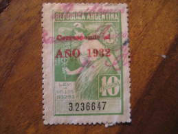 Corresponde Al AÑO 1932 Overprinted 1933 Ley De Sellos 10 Centavos Revenue Fiscal Tax Postage Due Official Argentina - Oficiales