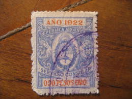 1922 Servicio Consular 0,50 Pesos Oro Gold Revenue Fiscal Tax Postage Due Official Argentina - Dienstmarken