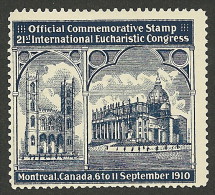 B05-25 CANADA 1910 Eucharistic Congress Church Montreal MNH Blue - Werbemarken (Vignetten)