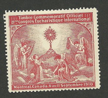 B06-34 CANADA Montreal 1910 Eucharistic Congress Angels Red MH - Vignettes Locales Et Privées