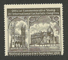 B07-08 CANADA Montreal 1910 Eucharistic Congress Churches MNH Brown Error - Vignettes Locales Et Privées