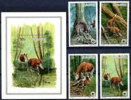 ZAIRE, WWF,Okapis, Yvert N°1182/85 +BF 35** Neuf Sans Charniere. MNH. - Unused Stamps