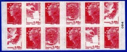 PHILATELIE VARIETE !!! CARNET DE 12 TIMBRES MARIANNE LA LIGNE DE SEPARATION DES TIMBRES EST MAL POSITIONNEE SCANS - Markenheftchen