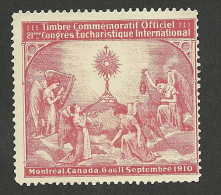 B07-10 CANADA Montreal 1910 Eucharistic Congress Angels Red MH - Privaat & Lokale Post