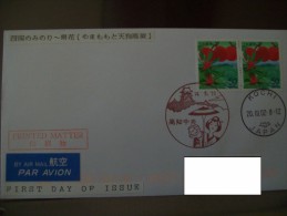 Japan Pictorial Scenic Landscape Redbrown Postmark From Kochi Geisha With Parasol On Cover To Germany - Briefe U. Dokumente