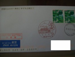 Japan Pictorial Scenic Landscape Redbrown Postmark From Tokushima On Cover To Germany - Brieven En Documenten