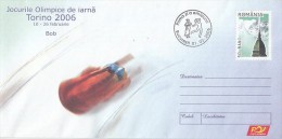 4133FM- BOBSLEIGH, WINTER OLYMPIC GAMES, TORINO'06, COVER STATIONERY, OBLIT FDC, 2006, ROMANIA - Hiver 2006: Torino