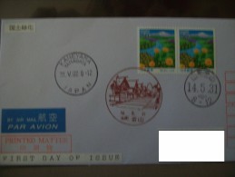 Japan Pictorial Scenic Landscape Redbrown Postmark From Kaneyama (prefecture Yamagata) To Germany - Lettres & Documents