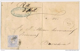 17319. Carta Entera ZARAGOZA  1871 A Barcelona. Alegoria - Storia Postale