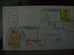 Nederland Brief Uit Rotterdam Speciale (Sonder R-Zettel Registered Label) Aantekenstrook Floriade +speciale Stempel 1960 - Storia Postale